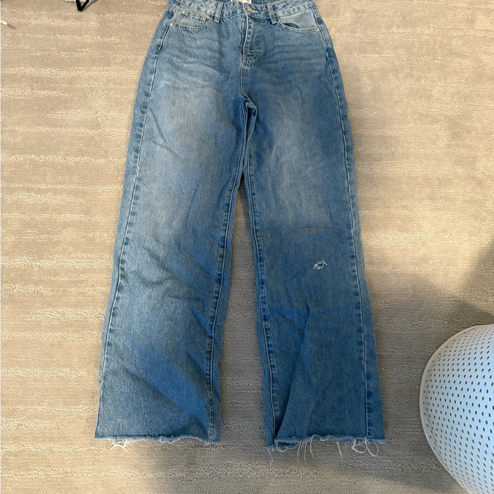 Princess Polly Distressed Blue Flare Jeans